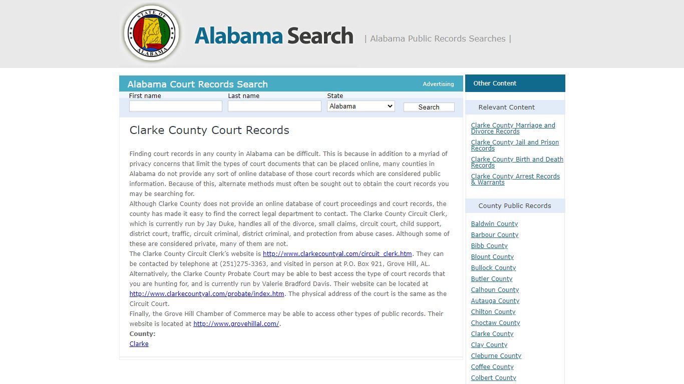 Clarke County Court Records | Alabama - AL Search
